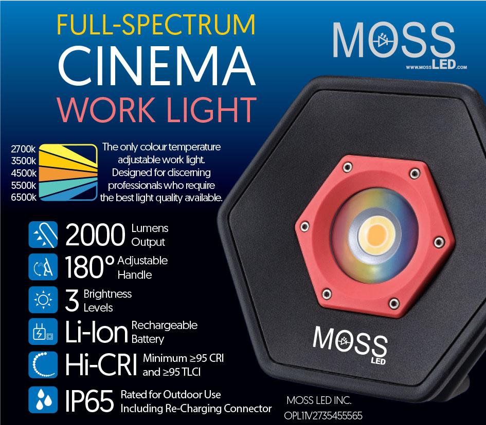 Cinema Work Light - High CRI LED Colour Temperature Adjustable Battery Powered