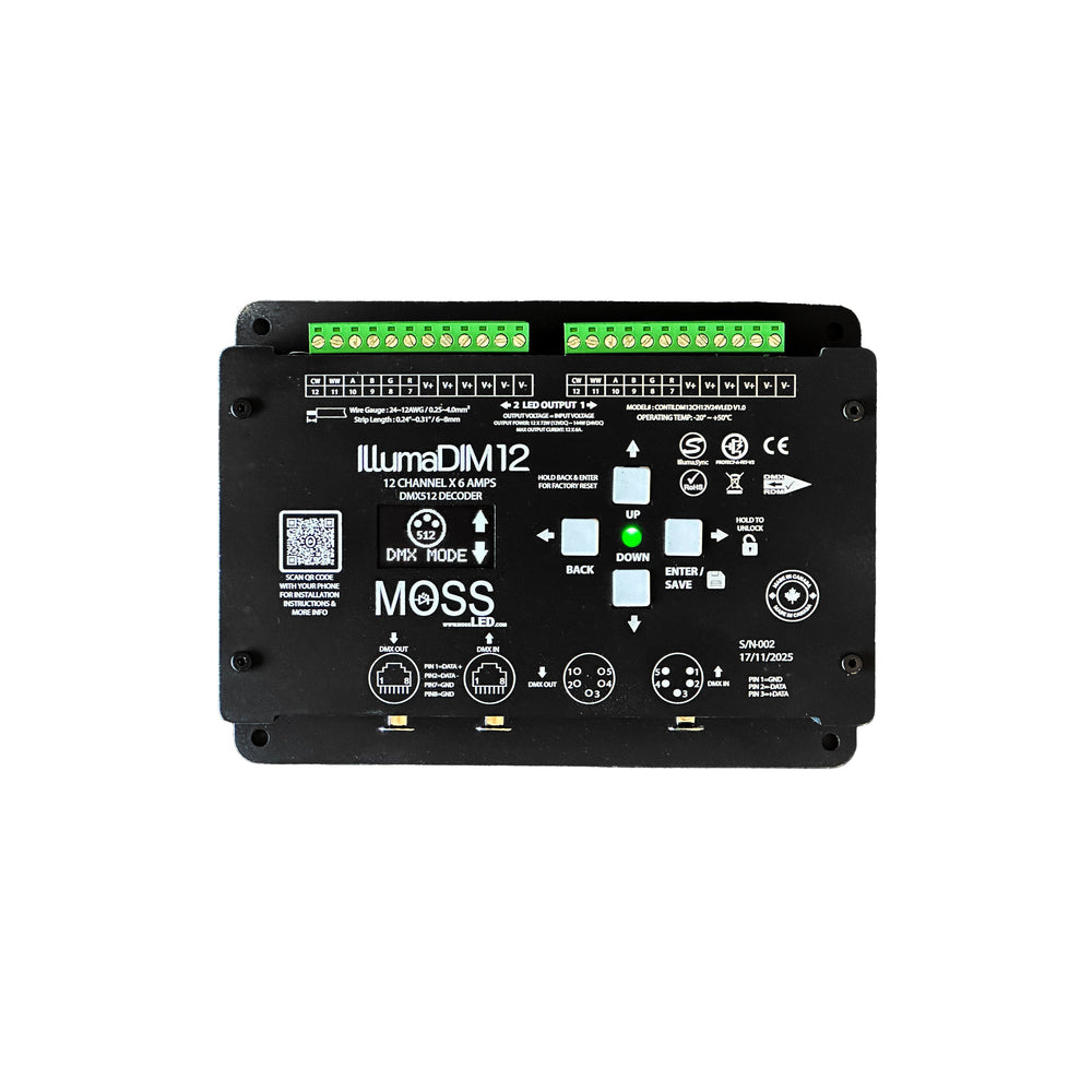 IllumaDIM 12 - 12-Channel DMX Dimmer - Moss LED