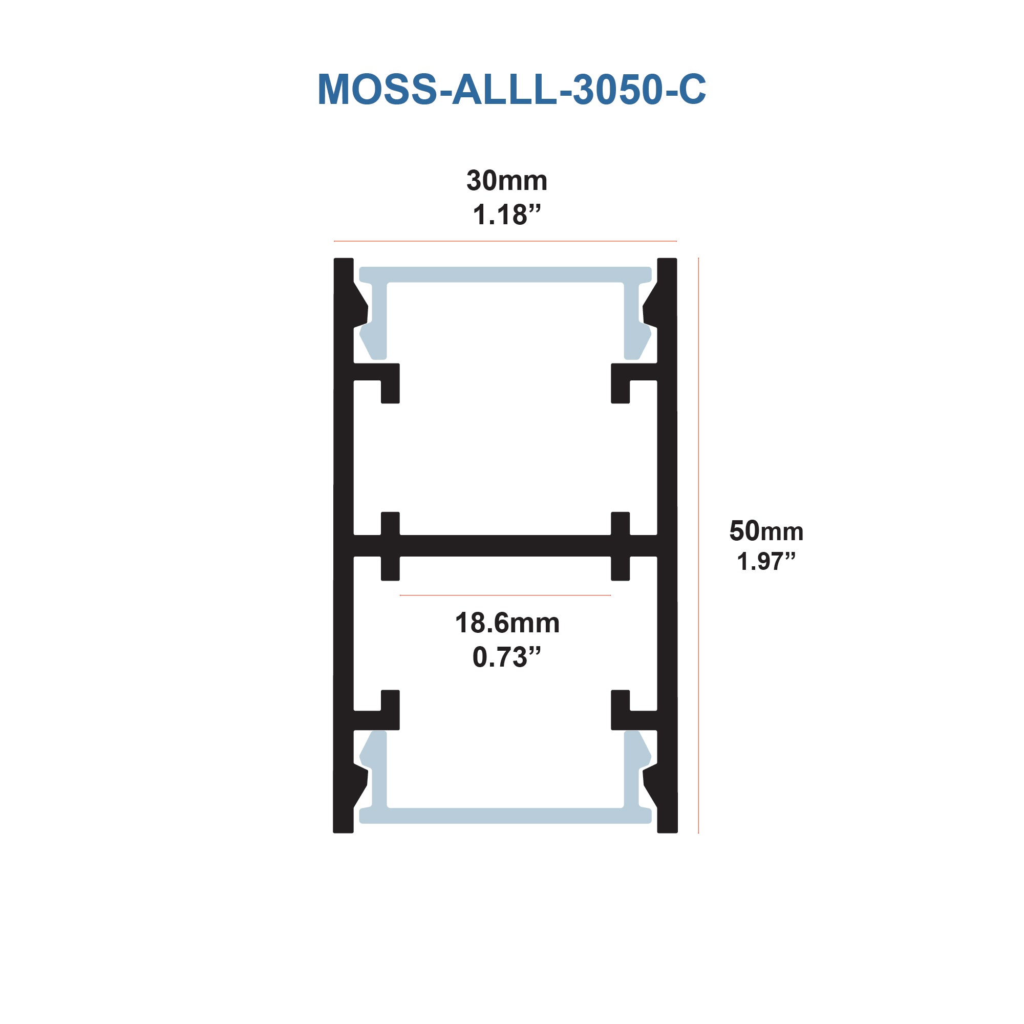Aluminum Channel - MOSS-ALLL-3050-C