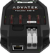 Advatek PixLite R4D-S close-up angle view showing ADVATEK branding red 7.5A fuse holders green LED indicators RJ45 output connectors and ethernet port transparent background