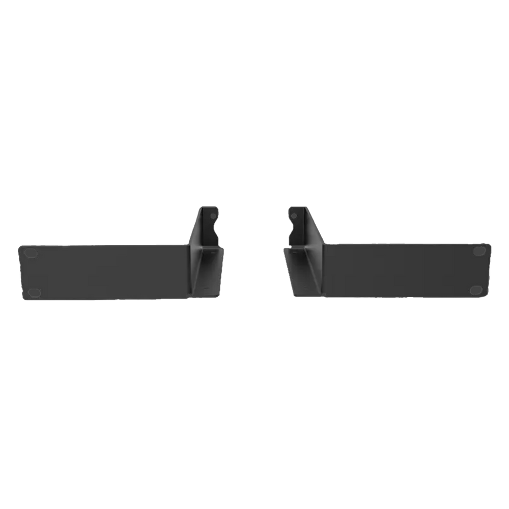 Advatek PixLite Mk3 T8-S Single 1U Rack Kit black powder-coated mounting bracket with clips and tabs for 19 inch rack installation transparent background