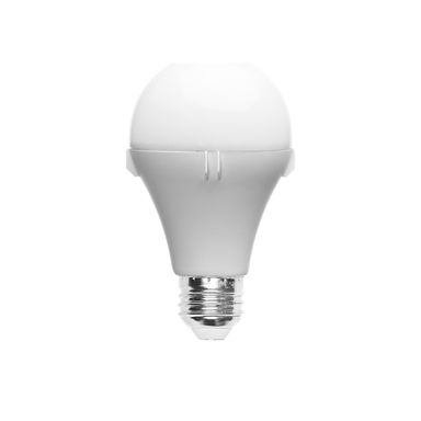 Astera LunaDiffusor with LunaReflector mounted on LunaBulb LED bulb showing diffusion dome and E27 screw base on white background for cinema and broadcast lighting