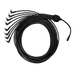 Astera Power Station DC split cable for FP5 NYX bulbs, coiled black cable with multiple output connectors to power up to 8 bulbs, transparent background