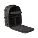 Astera QuikBeam 2-Unit BackPack open with front flap down showing padded interior compartments and dividers for two QuikBeam lights and accessories black backpack white background
