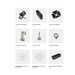 Astera QuikBeam 4-Unit PrepCase Kit contents grid showing all included accessories QuikBeam light NetBox BarnDoor TrackSpigot TrackPin EyeBolt Rotatable Elliptical Filter EdgeSoftener Filter and ChargingDock with SKU labels