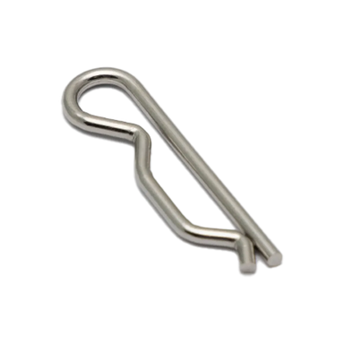 Astera Safety R Clip stainless steel latch spring pin for TubeHolder single clip close-up transparent background