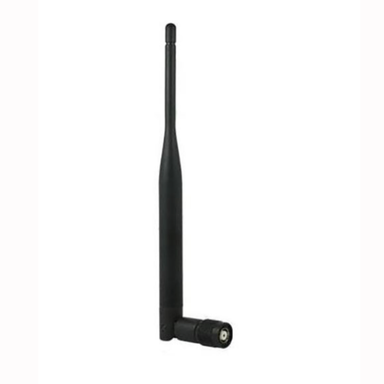 LumenRadio 5 dBi Omni antenna black tilt and swivel design with RP-TNC connector white background