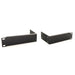 LumenRadio Aurora Luna rack mounting kit two black metal rack ear brackets for standard equipment rack mounting front and rear angle views white background