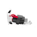 Moss LED 3-Inch Recessed Downlight Dim-To-Warm side angle view showing tilt adjustment mechanism red spring clips grey heat sink body white trim flange and cable white background