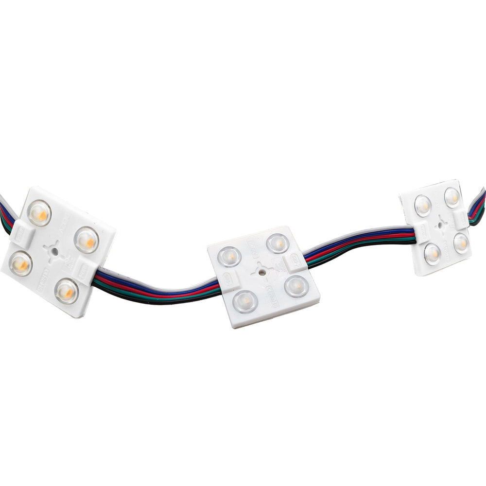 Moss LED 4-LED RGBW Waterproof Module 12V 4100K IP67 three module chain one lit warm white output white background