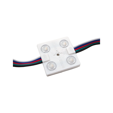 Moss LED 4-LED RGBW Waterproof Module 12V 4100K IP67 single module white background with multi-color wires