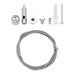 Moss LED ALLL5050D aluminum LED profile suspension wire kit with stainless steel cable coil ball end connector washer screw and wall anchor mounting hardware on white background