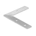 Moss LED ALLL5050D RA90 right angle flat metal mounting bracket standalone with four screw holes silver finish top view on white background