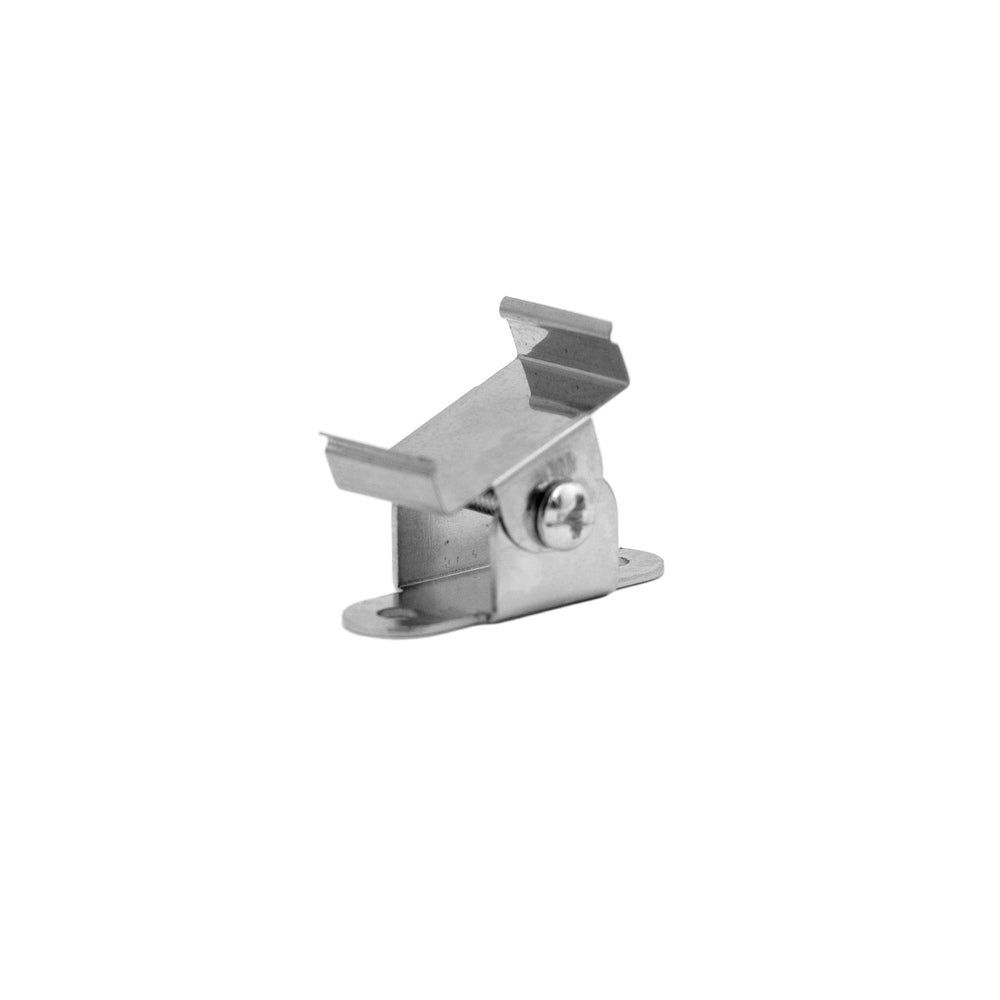 Moss LED ALM-2310 rotating clip silver metal surface mount adjustable bracket with screw for aluminum channel on white background