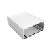 Moss LED ALSST-8035C aluminum channel with frosted polycarbonate cover angle view showing wide surface mount profile with heat dissipation fins silver transparent background