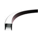 Moss LED Aluminum Channel 5460 close up of curved section showing cross section profile milky diffuser cover and black aluminum body on white background