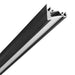 Moss LED aluminum channel MOSS-ALS-A2016 black anodized profile close-up showing cross section with LED tape mounting groove and cover clip slots