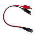 Moss LED DC cable to alligator clips 5.5x2.1mm DC female jack connector with red and black wires to red and black alligator clips white background