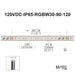 Moss LED FlexLED 120 VDC RGBW LED spec diagram 100 LEDs per meter 23mm PCB 30cm cut interval bare wire