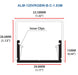 Moss LED FlexLED 120 VDC RGBW LED square aluminum channel cross-section spec diagram 33.58mm wide 28.6mm tall inner clips