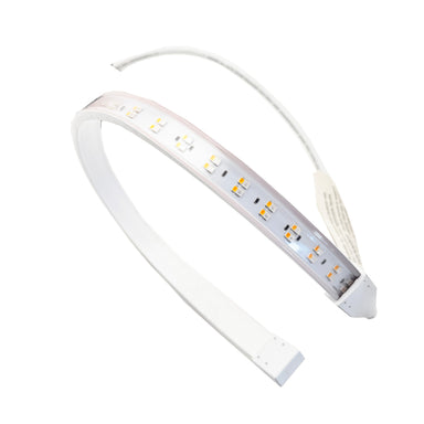 Moss LED FlexLED 120 VDC RGBW LED strip curved showing red green blue white diodes white background
