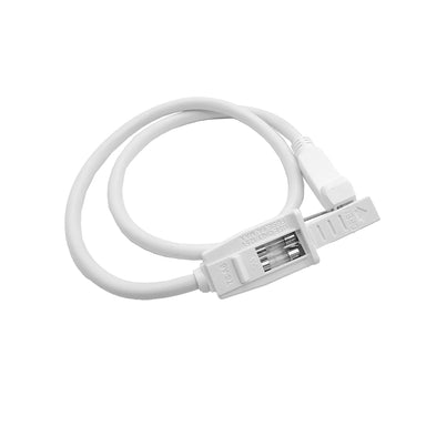 Moss LED FlexLED 120 VAC White LED end cap 60CM lead wire fuse holder connector view white background