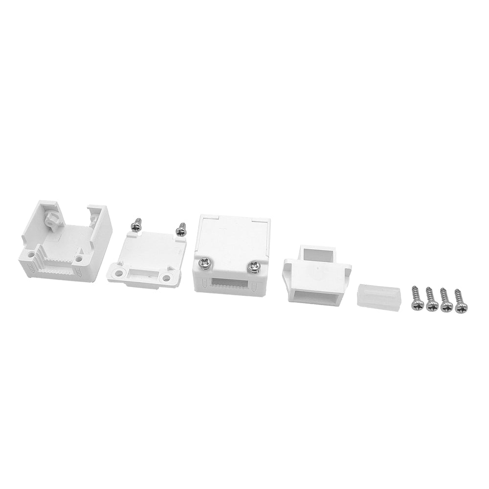Moss LED FlexLED 120 VAC White LED end cap exploded view components housing screws connector white background