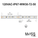 Moss LED FlexLED 120VAC white LED spec diagram 60 LEDs per meter 10.1cm cut interval 16mm width warm white