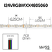 Moss LED FlexLED 96 RGB + White All-In-One 24V spec diagram showing 6.25CM cut length 96 LEDs per meter 12mm PCB and bare wire end