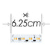 Moss LED FlexLED Bi-Colour 24V close-up showing 6.25cm cut interval with scissors icon and PCB detail with warm and cool white LED components