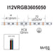 Moss LED FlexLED RGB 12V spec diagram showing 41.6mm cut interval 72 LED per metre 10mm PCB and bare wire leads