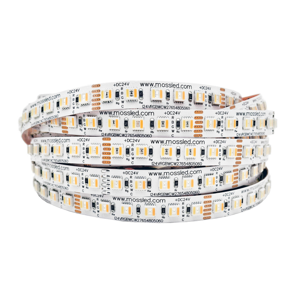 Moss LED FlexLED RGB+WW+CW 24V All-In-One Diode 5060 chip coiled reel white background