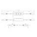 Moss LED Flicker Free In-Line 12VDC to 24VDC Dimmer technical drawing showing dimensions 556mm total length top view side view and DCM DCF connector detail specs white background