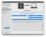 Moss LED IllumaSync software Group Upload tab screenshot showing group firmware update interface with diagram of multiple devices connected to laptop Connect Discover Devices Browse and Update buttons with Device List area Mac application window