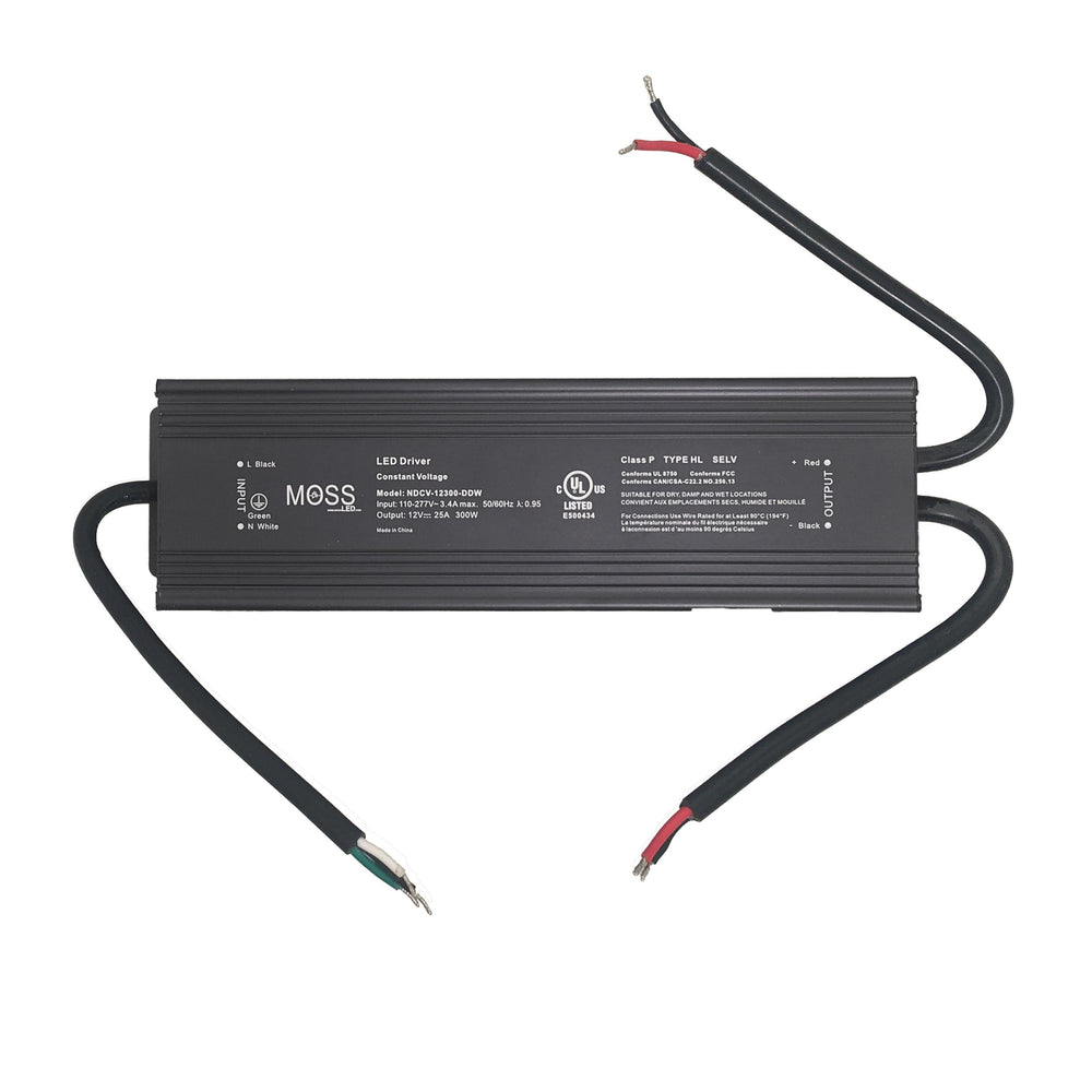 Moss LED NDCV-12300-DDW fanless metal housed power supply 300W 12V constant voltage LED driver