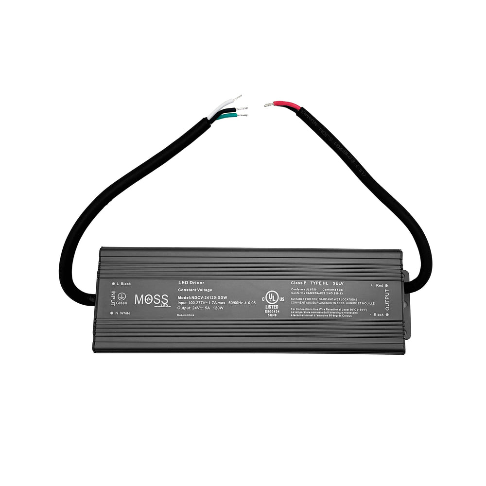 Moss LED NDCV-24120-DDW fanless metal housed power supply 120W 24V constant voltage LED driver