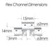 Moss LED Neon FlexLED V3 mounting hardware flex channel dimensions diagram 15mm width 14mm height 5mm depth