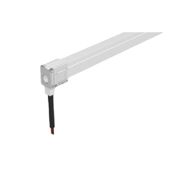 Moss LED Neon FlexLED V4 connector bare end wire 2-conductor aluminum end cap with black and red wires white background