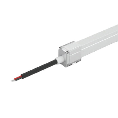 Moss LED Neon FlexLED V4 connector female bare end wire 2-conductor aluminum end cap with black and red wires white background