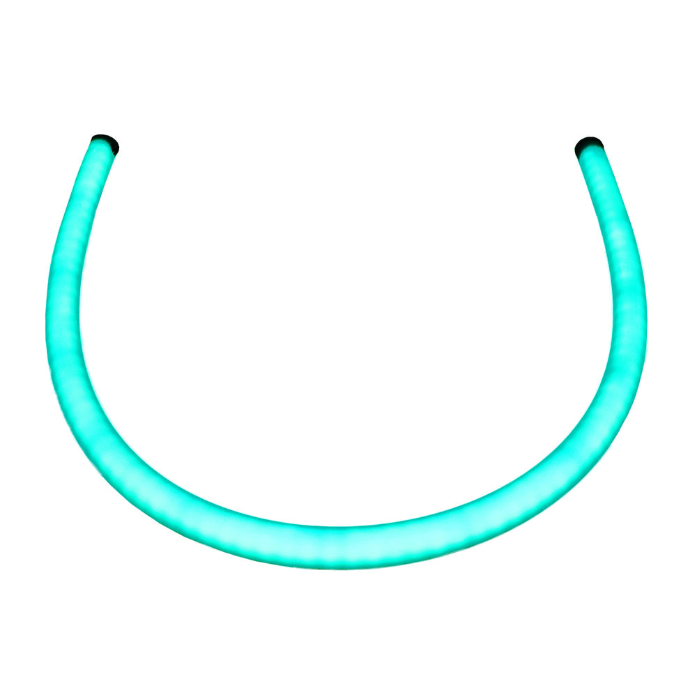 Moss LED OmniFlex 360 LED 24V RGBW stealth black housing 360-degree flexible tubular luminaire illuminated cyan U-bend