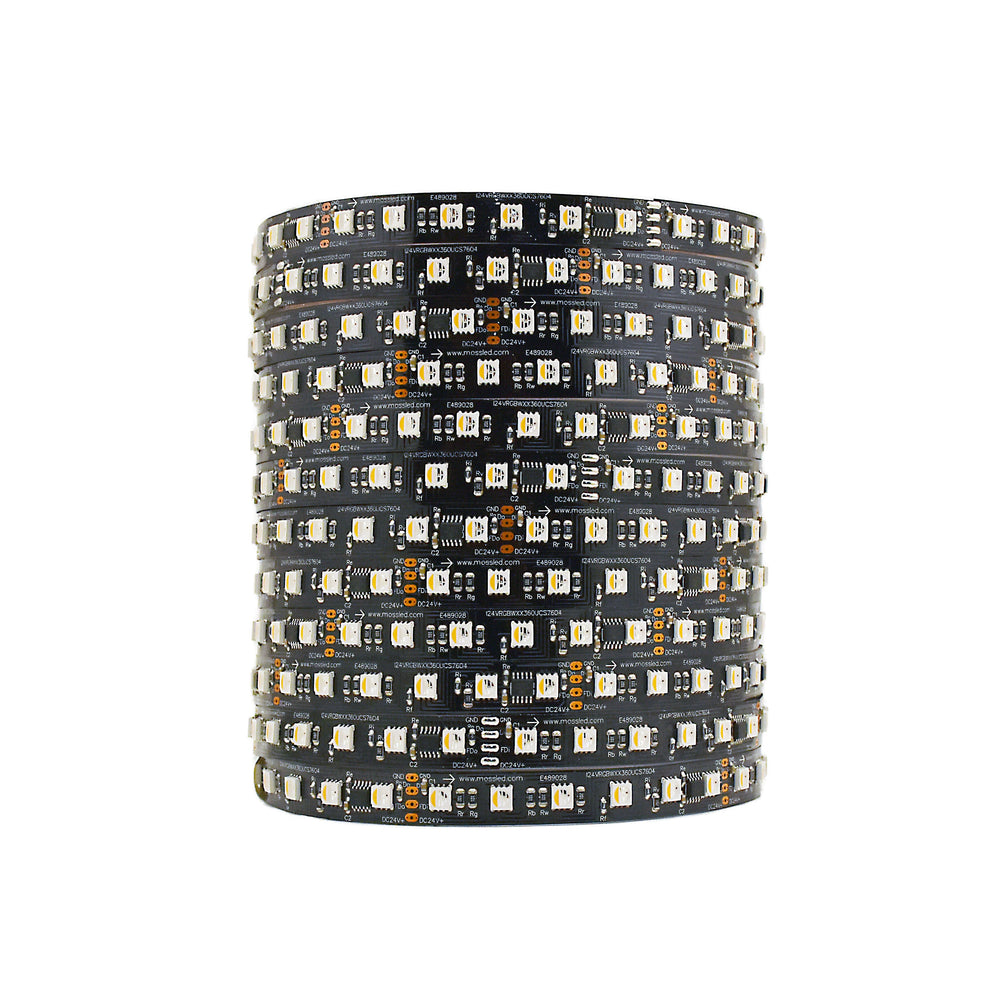 Moss LED Pixel FlexLED 24V RGBW 360 LED/m coiled reel black PCB UCS7604 white background