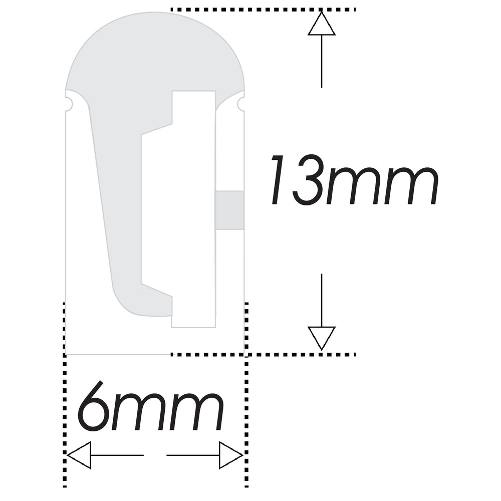 Moss LED SlimNeon FlexLED 12V cross-section profile spec diagram 13mm height 6mm width