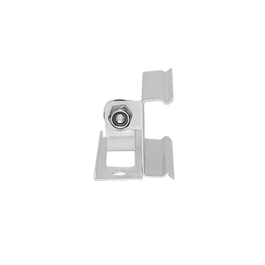 Moss LED SpotFlex rotating clip silver metal side angle view showing channel grip tabs and screw mounting mechanism for aluminum profile on white background