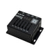 Moss LED The Six Fade 6-channel DMX fader console high angle view showing all 6 channel faders CH1 through CH6 LED display QR code Moss branding DMX output and DIP switches labels black enclosure with mounting holes white background