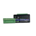 RC4 Wireless RC4Magic-900 Series 3 DMX6dim 6-channel wireless DMX dimmer with detached green Phoenix mating connectors showing plug-in terminal block for easy wiring screw terminal outputs A through F DC IN DMX RDM RC4Magic-900 branding on white background