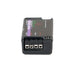 RC4Magic S3 DMX2dim 2-channel wireless dimmer rear end view showing four screw terminal connectors for DimA and DimB channels, DC power input, top label with purple stripe, black housing, white background