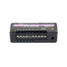 RC4 Wireless RC4Magic Series 3 DMX6dim 6-channel wireless dimmer bottom view showing Phoenix connector slots for 6 output channels DC power jack and status LED openings on black compact housing on white background