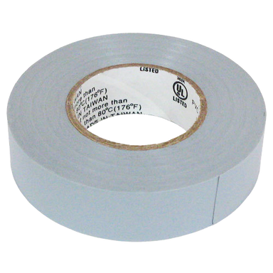 3M grey vinyl electrical tape roll angled view showing UL listed label for wire insulation and cable management
