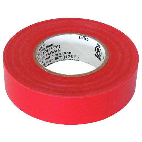 3M red vinyl electrical tape roll angled view 600V rated for wire insulation and cable color coding