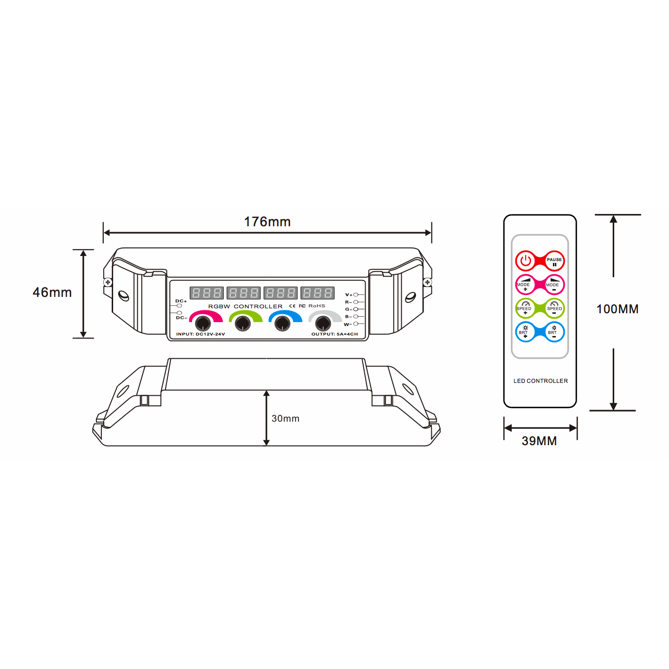 Four Channel RGBW Rotary Dimmer